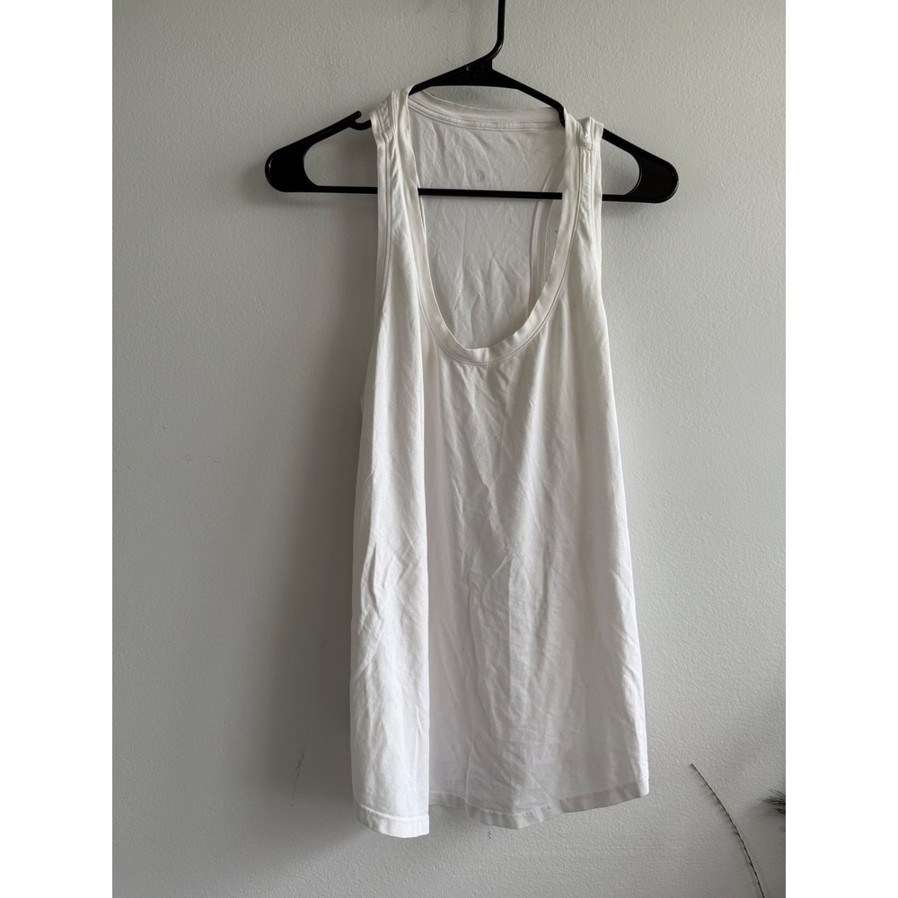 Lululemon‎ Womens White Racerback Scoop Neck Relaxed Fit Athletic Tank Top